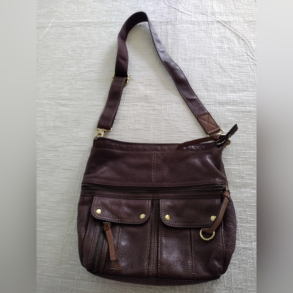 Fossil Morgan Traveler Crossbody Brown Leather Messenger Shoulder Bag Purse - Picture 3 of 11